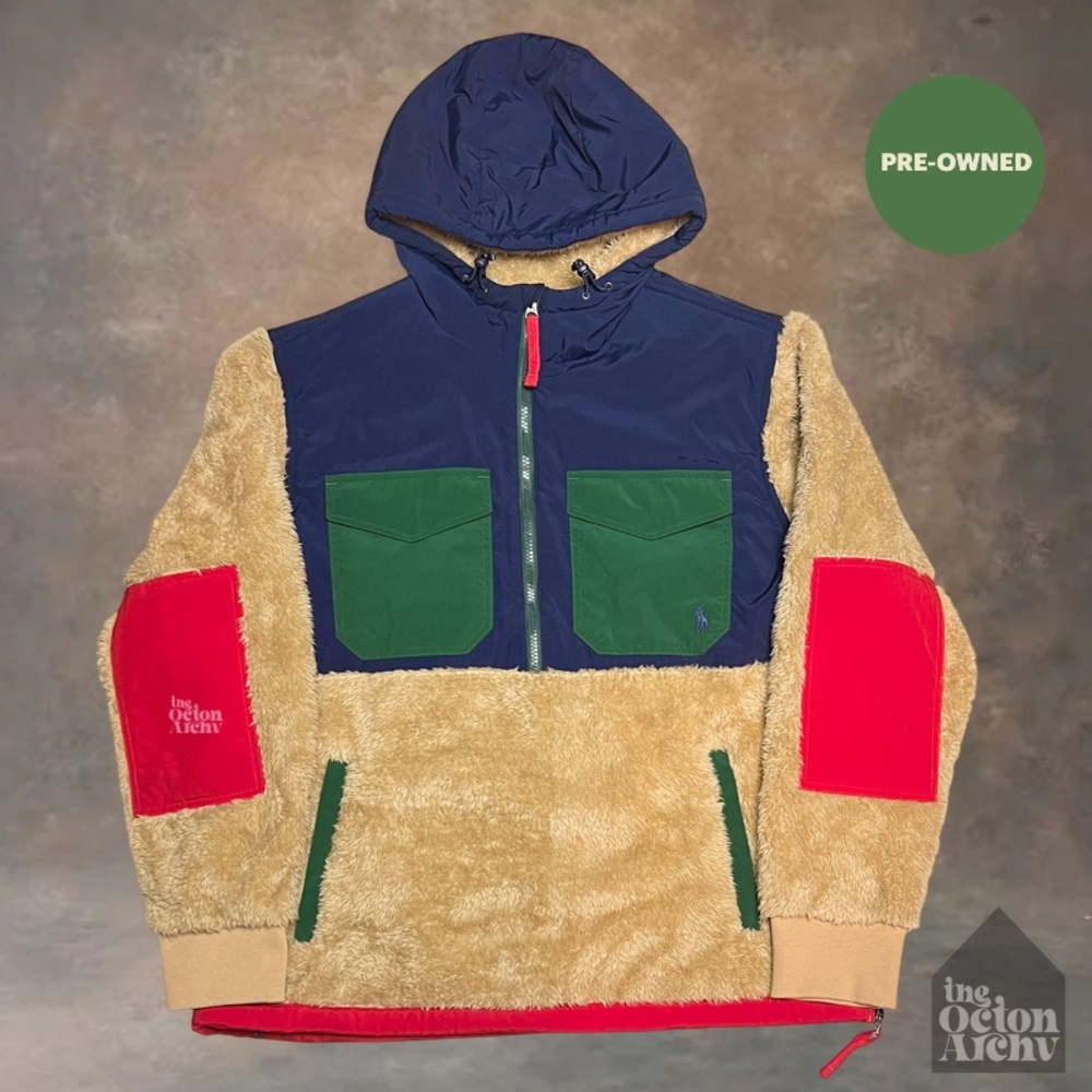 Size L Polo Ralph Lauren Pile Fleece Hoodie 'Multicolor' 624721 Pre-Owned